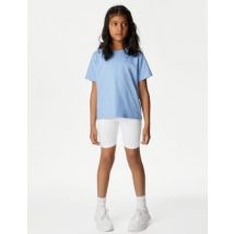 Goodmove Lot de 2 shorts cyclistes filles en coton, parfaits pour l'école (du 2 au 16 ans) - White, White