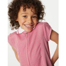 M&S Collection Robe plissée à carreaux Vichy, idéale pour l'école (du 2 au 14 ans) - Red, Red