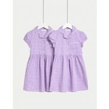 M&S Collection Lot de 2 robes en coton, idéales pour l'école (du 2 au 14 ans) - Lilac, Lilac