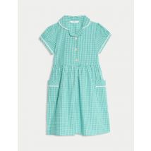 M&S Collection Robe pour l'école 100 % coton à carreaux Vichy (du 2 au 14 ans) - Green, Green