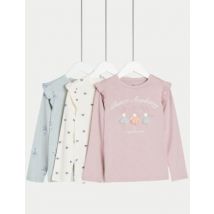 M&S Collection Lot de 3 hauts 100 % coton à imprimé ballerine (du 2 au 8 ans) - Pink, Pink