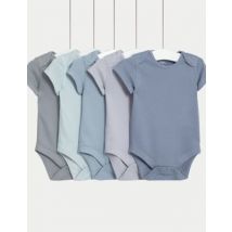 M&S Collection Lot de 5 bodys 100 % coton (2,9 kg-3 ans) - Blue Mix, Blue Mix