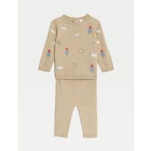 M&S Collection Ensemble 2 pièces en maille à motif Paddington™ (jusqu'au 12 mois) - Brown Mix, Brown Mix