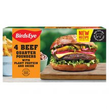 Birds Eye 4 Beef Quarter Pounders with Plant Protein and Onion 454g