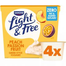 Light & Free Peach Greek Style Fat Free Yoghurt Multipack 4x115g