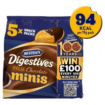 McVitie's Chocolate Digestive Mini Biscuits Multipack, 5 x 19g Snack Packs