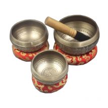 Ensemble de bol chantant tibétain pour la méditation, la guérison des Chakra, le Yoga, avec coussin en soie, maillet en bois et étui de transport