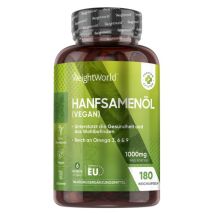 Hanfsamenöl Softgels - 1000mg 180 Softgel Kapseln - Natürliche Nahrungsergänzung mit Omega 3, 6 &amp; 9.