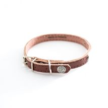 Martin Sellier Collier en Cuir Surpiqué Classique avec Plaque 18mm x 45cm Marron