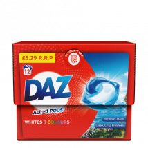 Daz All-In-One Whites & Colours Laundry Pods – 12 Pcs