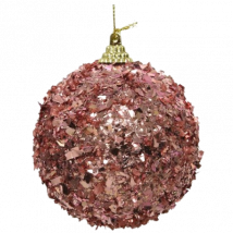 Decoris Pink Christmas bauble with foil glitter
