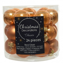 Decoris Mini Christmas baubles Glass Brown - 24 pcs