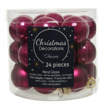 Decoris Mini Christmas baubles Glass Purple - 24 pcs