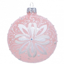 Decoris Christmas bauble Glass Flower Pink