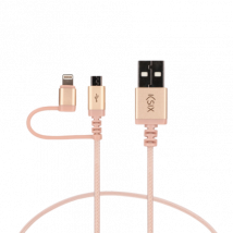 KSIX USB-A to Lightning + Micro-USB - 1m