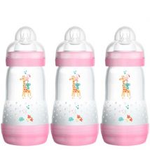 MAM 260ml 2+mdr Anti-Colic Bottle - 3 Pack Pink