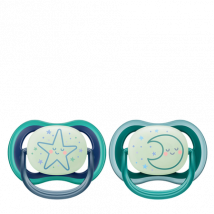 Philips Avent Ultra Air Night Time 6-18m Baby Boy Star & Moon Pacifiers – 2 pcs