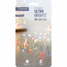 Premier 40 LED Battery Powered Multicolour Light Chain - 3 9 metres