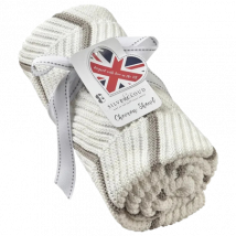 Silvercloud Chevron Cream Grey Knit Baby Shawl