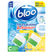 Blooo 2-in-1 Reinigingsschuim Fresh Scent Lemon Toiletblok Kubus - 2 x 50 g