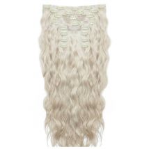 18 Beach Wave Double Hair Set Clip-In Extensions - Iced Blonde"