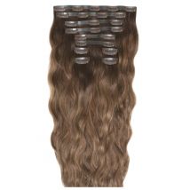 22 Beach Wave Double Hair Set Clip-In Extensions - Mocha Melt"