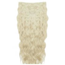 22 Beach Wave Double Hair Set Clip-In Extensions - Pure Platinum"