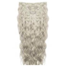 18 Beach Wave Double Hair Set Clip-In Extensions - Silver"