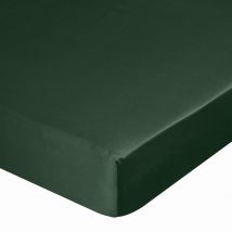 Wysokie prześcieradło satynowe z gumką ciemnozielone 100x200+25cm