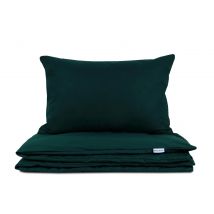 Pościel dziecięca 100x135 bawełniana zieleń butelkowa z plecaczkiem