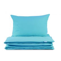 Pościel dziecięca 100x160 bawełniana turkusowa z plecaczkiem