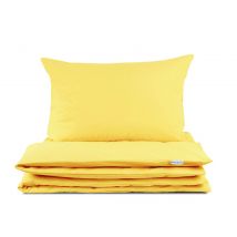 Pościel bawełniana 140x200 Semplice żółta z torbą