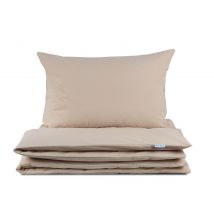 Pościel bawełniana 160x200 Semplice jasnobeżowa z torbą