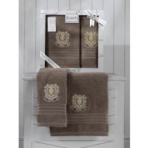 Zestaw 2 ręczników frotte Pames Milky Brown 50x90+70x140 Karna Home