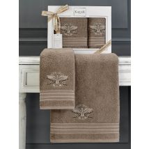 Zestaw 2 ręczników frotte Kavell Brown 50x90+70x140 Karna Home