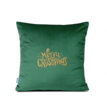 Poduszka 40x40 haftowana Merry Christmas z czapką Mikołaja zielona świąteczna