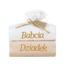 Zestaw 2 haftowanych ręczników Babcia i Dziadek 50x90