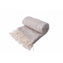 Koc 140x200 Maori wełniany z frędzlami jasnobeżowy Matex