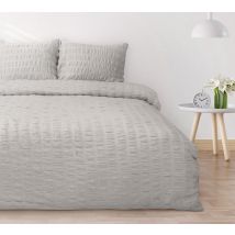 Pościel 220x200 satynowa gofrowana jasnoszara Matex