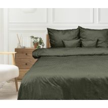 Pościel 220x200 adamaszkowa ciemnozielona pasek 1 cm Matex