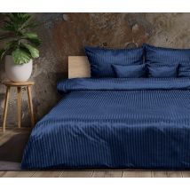 Pościel 220x200 adamaszkowa granatowa pasek 1 cm Matex