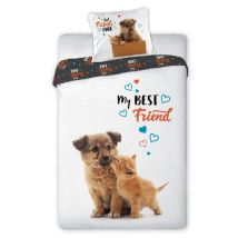 Pościel 140x200 Best Friends Pies i Kot - bawełna