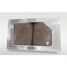 Zestaw 2 haftowanych ręczników Orchidea Gift 2 Brąz 50x90 + 70x140 Frotex
