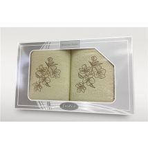 Zestaw 2 haftowanych ręczników Orchidea Gift 2 Krem 50x90 + 70x140 Frotex