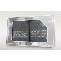 Zestaw 2 haftowanych ręczników Orchidea Gift 2 Grafit 50x90 + 70x140 Frotex