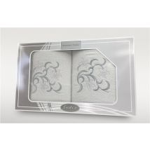 Zestaw 2 haftowanych ręczników Lilie Gift 2 Biały 50x90 + 70x140 Frotex