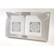 Zestaw 2 haftowanych ręczników Symetria Gift Biały 50x90 + 70x140 Frotex