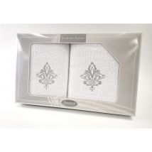 Zestaw 2 haftowanych ręczników Ornament Gift Biały 50x90 + 70x140 Frotex