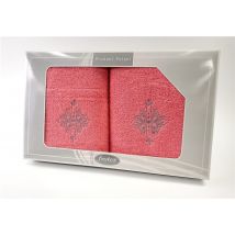 Zestaw 2 haftowanych ręczników Splendor Gift Koral 50x90 + 70x140 Frotex