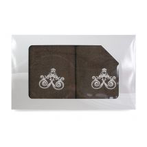 Zestaw 2 haftowanych ręczników Viva 2 Brąz 1 50x90 + 70x140 Greno